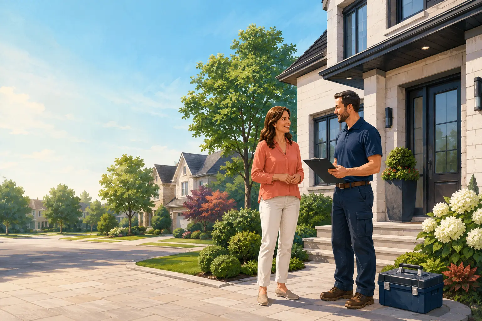 An Oakville homeowner speaking with a local home-service professional